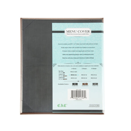 CAC China MCC1-11BN Meun Cover 1-panel 8-1/2" X 11"