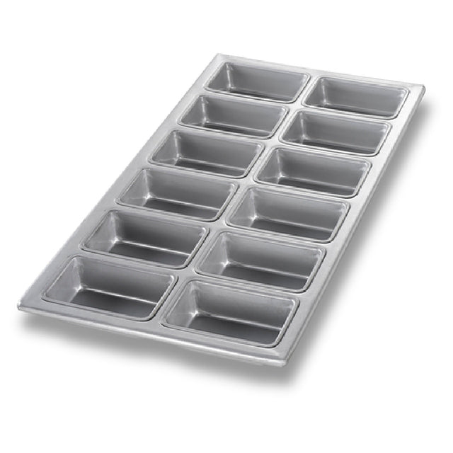 Chicago Metallic 45755 Mini Loaf Pan 9-7/8" X 19-1/2" Overall Makes (12) 3-7/8" X 2-1/2" Loaves