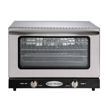 Serv-Ware ECO-47 - Serv-Ware - Electric Cooking - Counter Top Electric Convection Oven - Dimensions: 22.875" W X 22" D X 15.875" H - Temperature Range: 150°F - 500°F - Amps: 14 - Voltage: 115 - Hz: 60 - Phase: 1 - Watts: 1600 - Materials: Stainless Steel Interior & Exterior With Dual Pane Glass And Chrome Wire Racks - Warranty: 1 Year