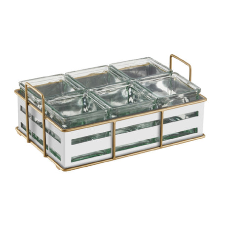 Cal Mil 22092-15 Jar Display 12-1/2"W X 8-1/2"D X 5-1/4"H (6) Glass Jars Included