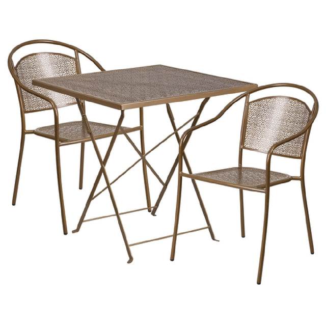 Flash Furniture CO-28SQF-03CHR2-GD-GG Patio Table Set Includes (1) Folding Table: 28"W X 28"D X 28-1/4"H