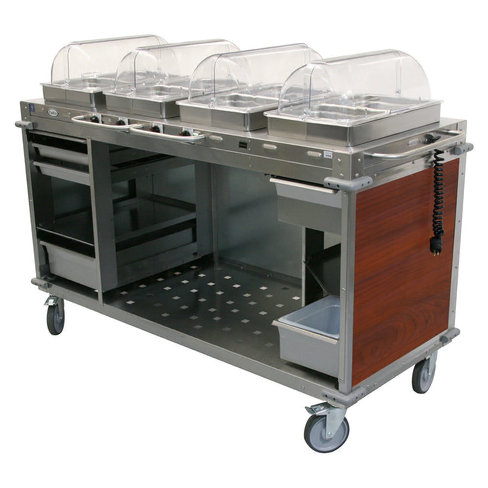 Cadco CBC-HHHH-L5 MobileServ® Mobile Hot Buffet Cart (4) Hot Full Size Buffet Servers