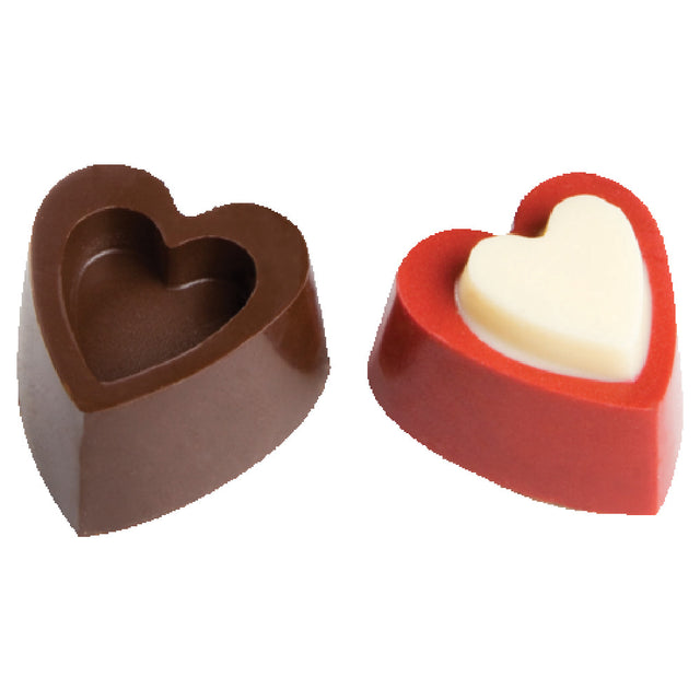 Matfer 383607 Chocolate Mold Hearts In Relief 1-1/6"L X 1-1/10"W X 3/4"H