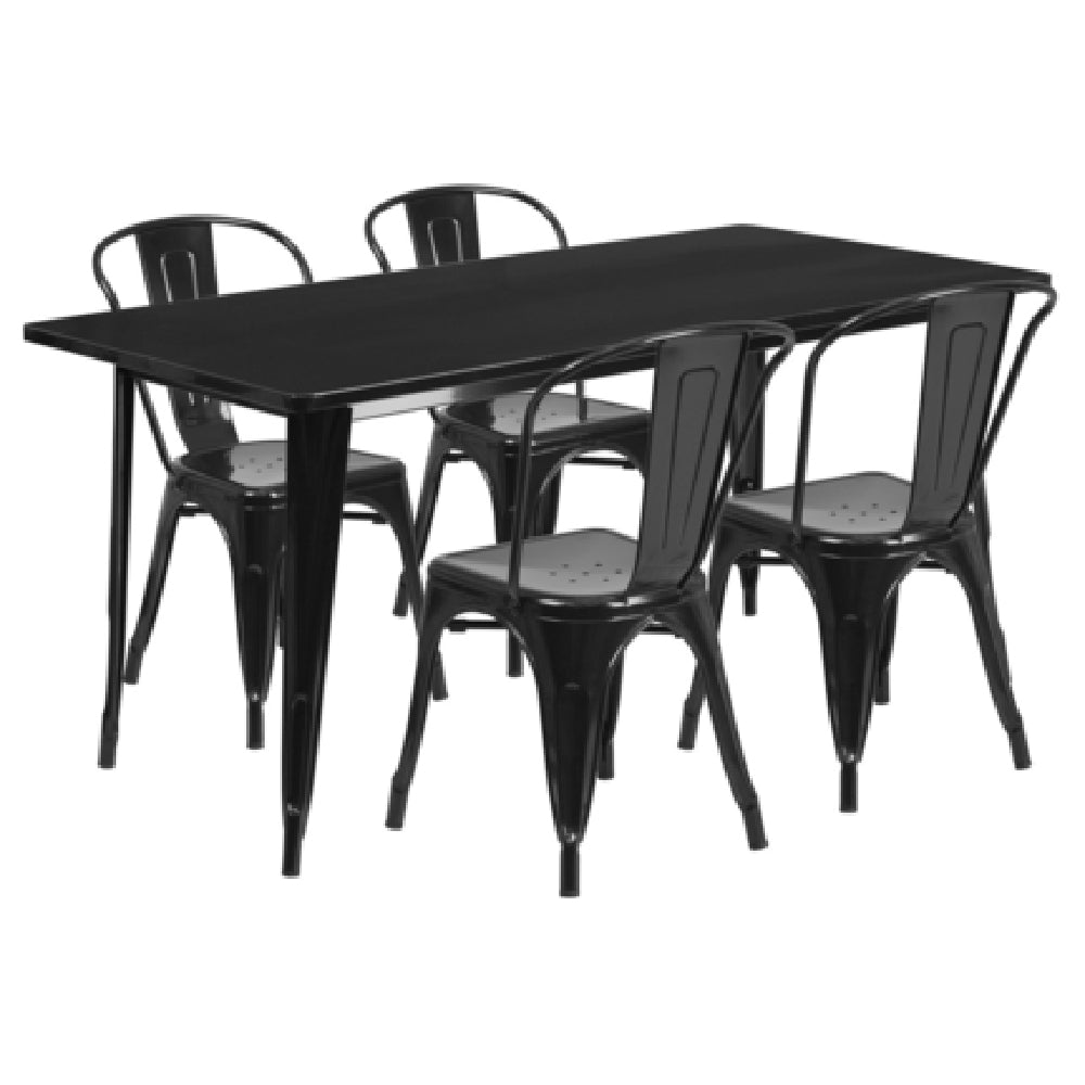 Flash Furniture ET-CT005-4-30-BK-GG Table And Chair Set Includes (1) 63"W X 31-1/2"D X 29-1/2"H Table