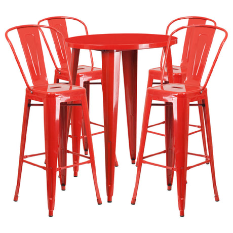 Flash Furniture CH-51090BH-4-30CAFE-RED-GG Table And Bar Stool Set Includes (1) 30" Dia. X 41"H Table