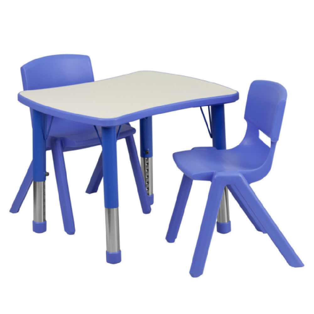 Flash Furniture YU-YCY-098-0032-RECT-TBL-BLUE-GG Preschool Activity Table Set Includes (1) Table: 26-5/8"W X 21-7/8"D X 14-1/2" 23-3/4" Adjustable Height