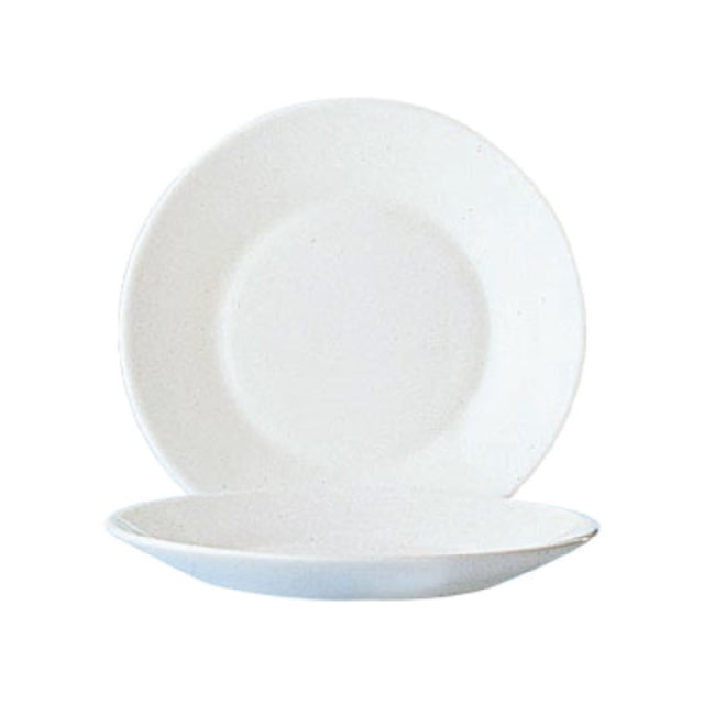 Arc Cardinal 22530 Arcoroc Restaurant White Rim Plate (D:7.5'') Fluorosilicate Opal Glass