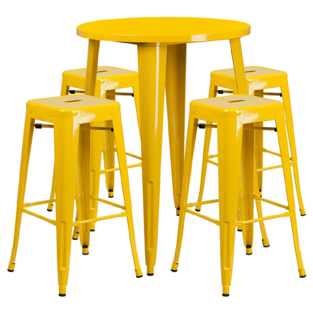 Flash Furniture CH-51090BH-4-30SQST-YL-GG Table And Bar Stool Set Includes (1) 30" Dia. X 41"H Table