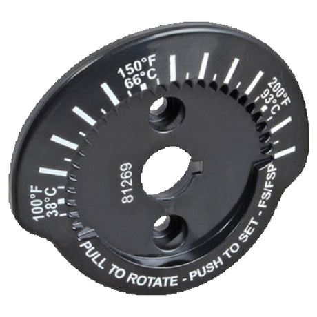 Franklin Machine Products 217-1292 Thermostat Indicator Plate 100° 200°F Range Black Plastic