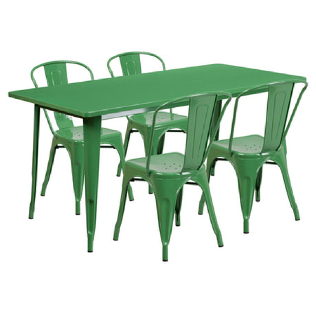 Flash Furniture ET-CT005-4-30-GN-GG Table And Chair Set Includes (1) 63"W X 31-1/2"D X 29-1/2"H Table