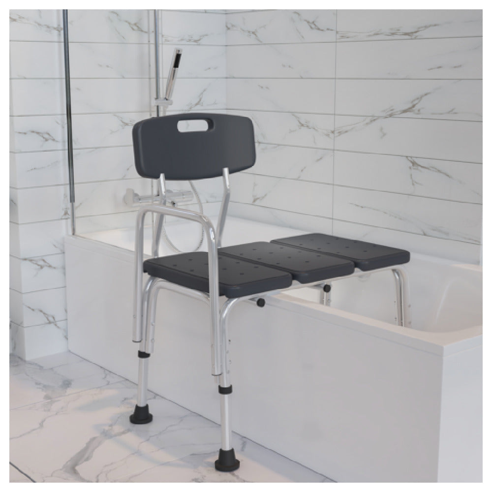 Flash Furniture DC-HY3510L-GRY-GG Hercules Series Shower Transfer Bench 31-1/4" To 35-1/2" Adjustable Height