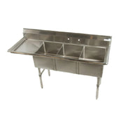 Klinger's Trading ECS3DL24 Economy Sink Three Compartment 74-1/2"W X 25-1/2"D X 41"H