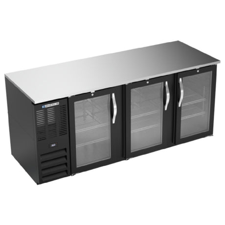 Beverage Air BB78HC-G-B - Refrigerated Back Bar Storage Cabinet, Three-section, 78"W X 30-3/8"D X 34"H