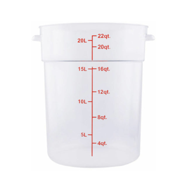 Hubert 29A-061 - Kratos® CenPro Round Food Storage Container, 20 Qt. Capacity, Translucent