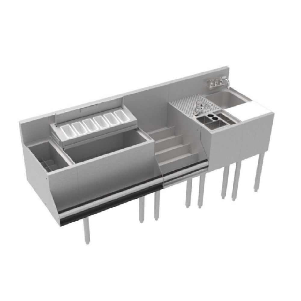 Krowne KR24-MT72-10 Royal Series 72” Workstation With 8” Elixir Well 24” Ice Bin (with 10-Circuit Cold Plate) With Garnish Cover