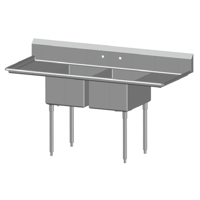 SPG 2N1620-2D24 - Universal Stainless Sink, Two Compartment, 24" Left & Right-hand Drainboards