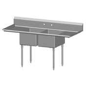 SPG 2N20-2D24 - Universal Stainless Sink, Two Compartment, 24" Left & Right-hand Drainboards