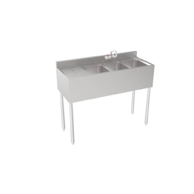 Krowne 18-43R Silver Series Three Compartment Sink With Left Drainboard 48" W X 18.5" D