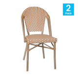 Flash Furniture 2-SDA-AD642001-F-NATWH-LTNAT-GG Lourdes Stacking French Bistro Chair