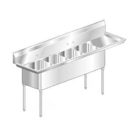 AERO Manufacturing MF4-3020-36R Economy Sink Four Compartment With 36" Drainboard On Right