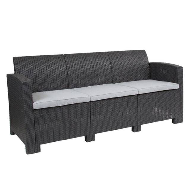 Flash Furniture DAD-SF2-3-DKGY-GG Outdoor Sofa 67-1/2"W X 27"D X 30"H Curved Arms