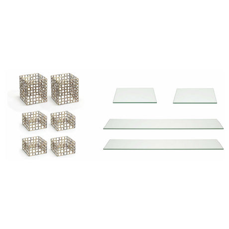 FOH BST040MUM28 Buffet Essentials Coppered Link Clear Glass On Coppered Includes Two BRI002GOI20 Coppered Link Risers Set Of 3