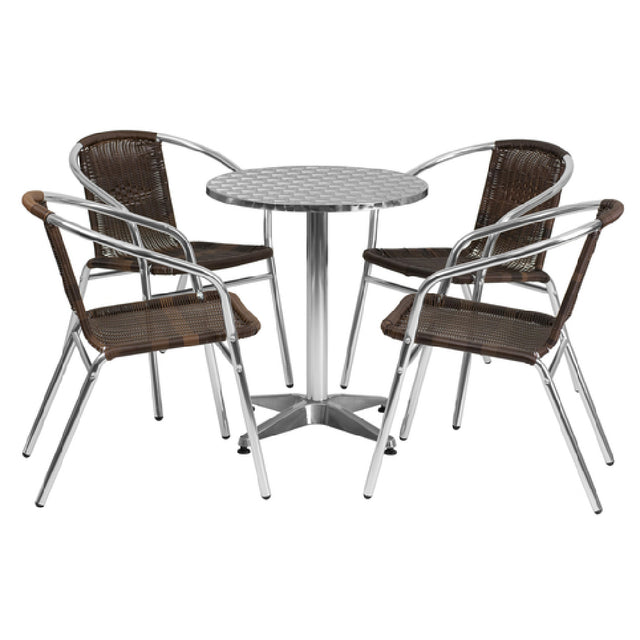 Flash Furniture TLH-ALUM-24RD-020CHR4-GG Table & Chair Set Includes (1) 23-1/2" Dia. X 27-1/2"H Table