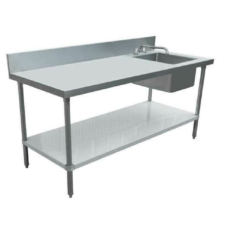 Omcan 43242 (43242) Work Table With Prep Sink 60"W X 30"D 18 Gauge 430 Stainless Steel Top & Backsplash