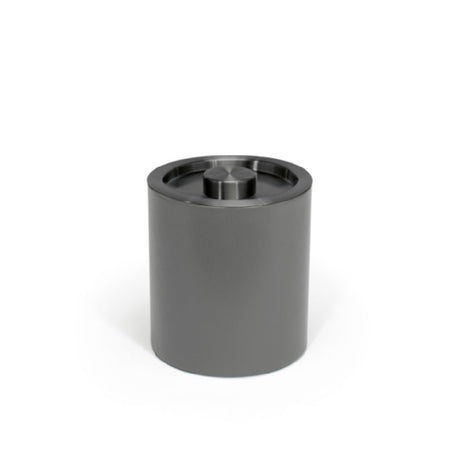 FOH RIB061GYL21 2qt Round London Ice Bucket Smoke With Matte Black Lid Includes One RIB014GYL21-BTM 2qt Round London Ice Bucket Base Smoke