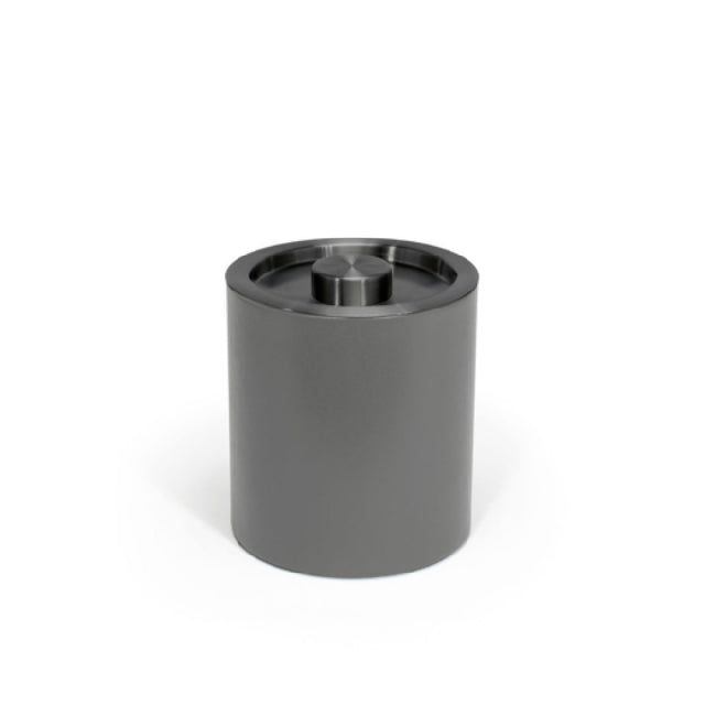 FOH RIB061GYL21 2qt Round London Ice Bucket Smoke With Matte Black Lid Includes One RIB014GYL21-BTM 2qt Round London Ice Bucket Base Smoke