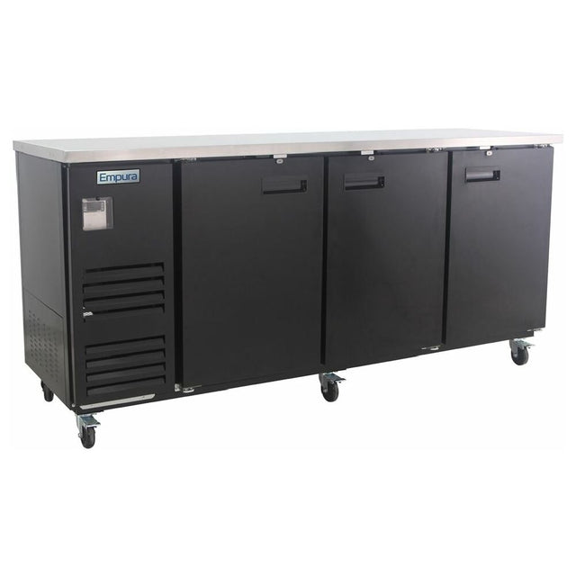 Empura Refrigeration E-KBB90M-2 Back Bar Cooler 3 Swing Solid Doors 90"W X 27.6"D X 42.5"H