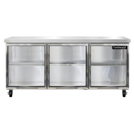 Continental Refrigerator SW72NGD Work Top Display Refrigerator 72"W 20.6 Cu Ft Capacity