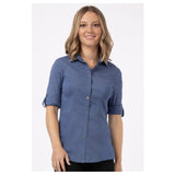 Chef Works SES02W-BLU-3XL Women's Seville Shirt Stretch Fabric Snap Front Closure