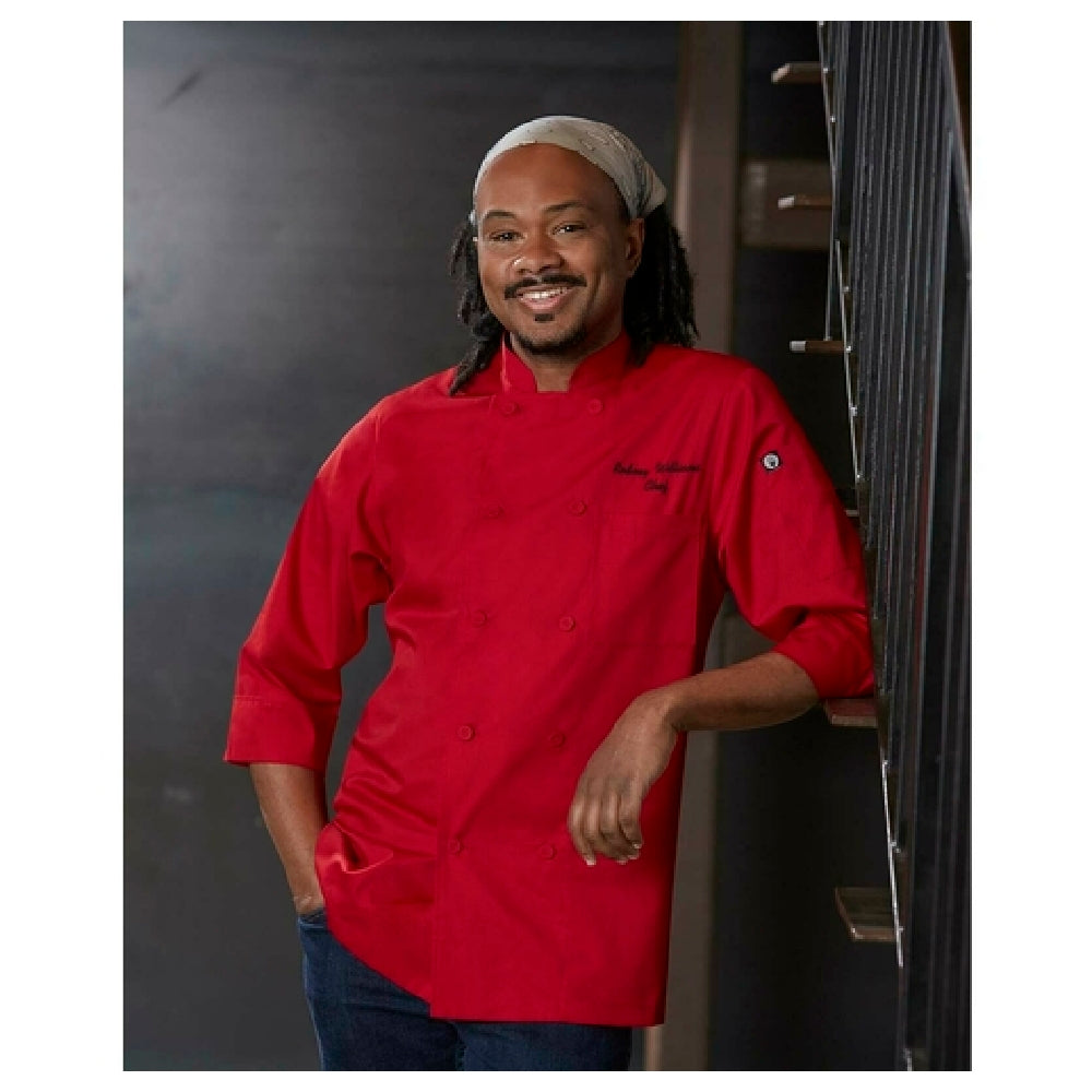 Chef Works JLCLREDXL Morocco Chef Coat Double-breasted 3/4 Sleeves