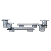 FOH BST009MUM28_ Buffet Essentials Dots Smoke Glass On Silver Includes Two BRI004BCI20 Dots Risers Set Of 4 Silver