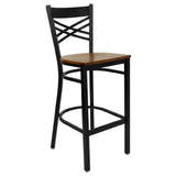 Flash Furniture XU-6F8BXBK-BAR-CHYW-GG Hercules Series Restaurant Bar Stool Metal X-back