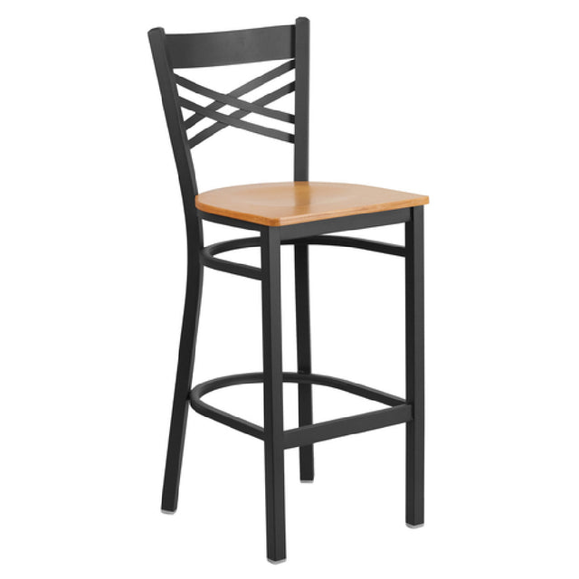 Flash Furniture XU-6F8BXBK-BAR-NATW-GG Hercules Series Restaurant Bar Stool Metal X-back