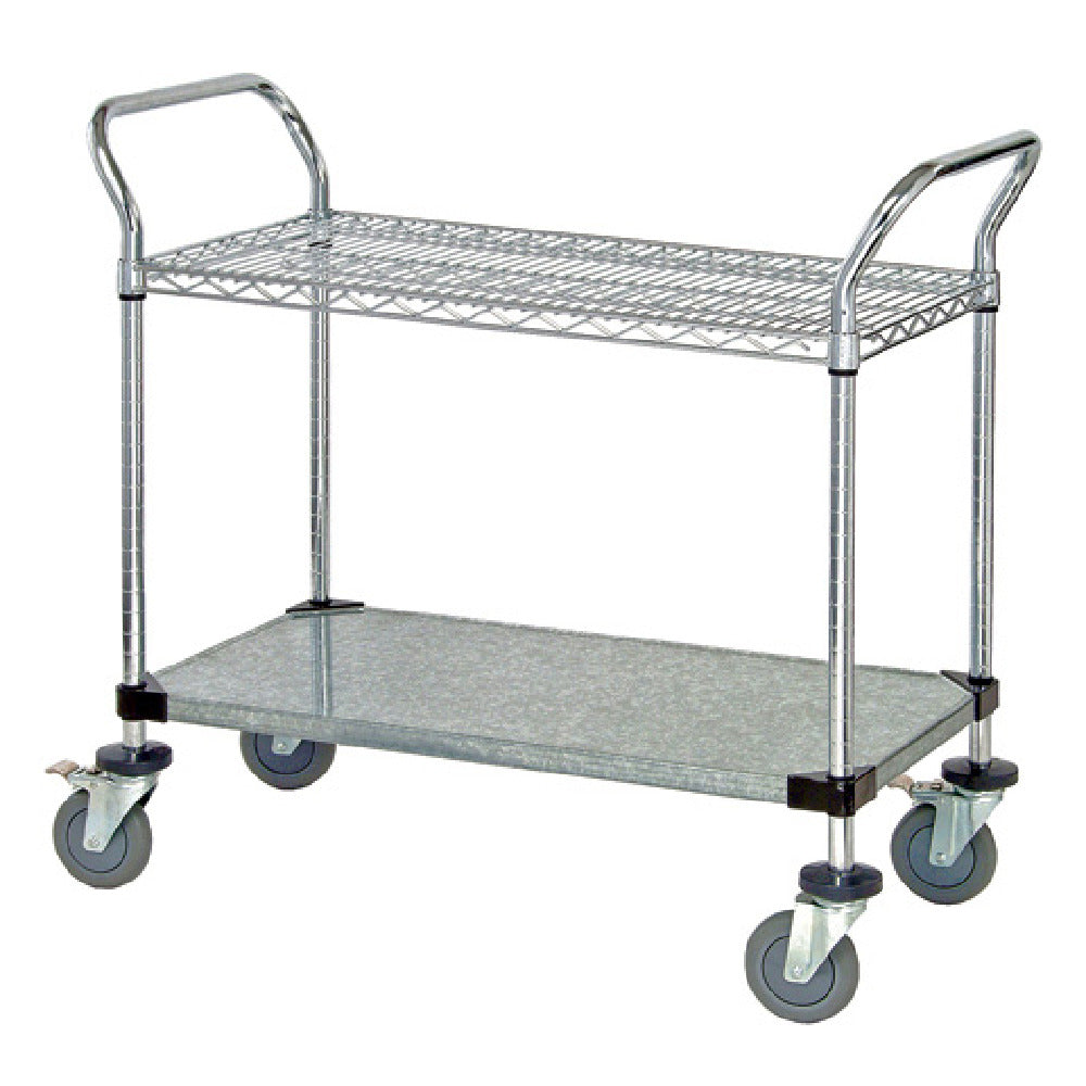 Quantum WRSC-1842-2 Utility Cart 42"W X 18"D X 37-1/2"H (2) Wire Shelves