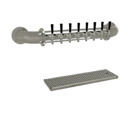 Glastender PW-8-MF Pipe Wall Draft Dispensing Tower Wall Mount (8) Stainless Steel Faucets (handles Not Included)