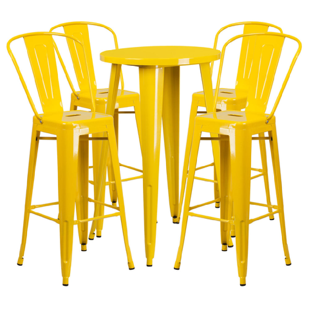 Flash Furniture CH-51080BH-4-30CAFE-YL-GG Table And Bar Stool Set Includes (1) 24" Dia. X 41"H Table