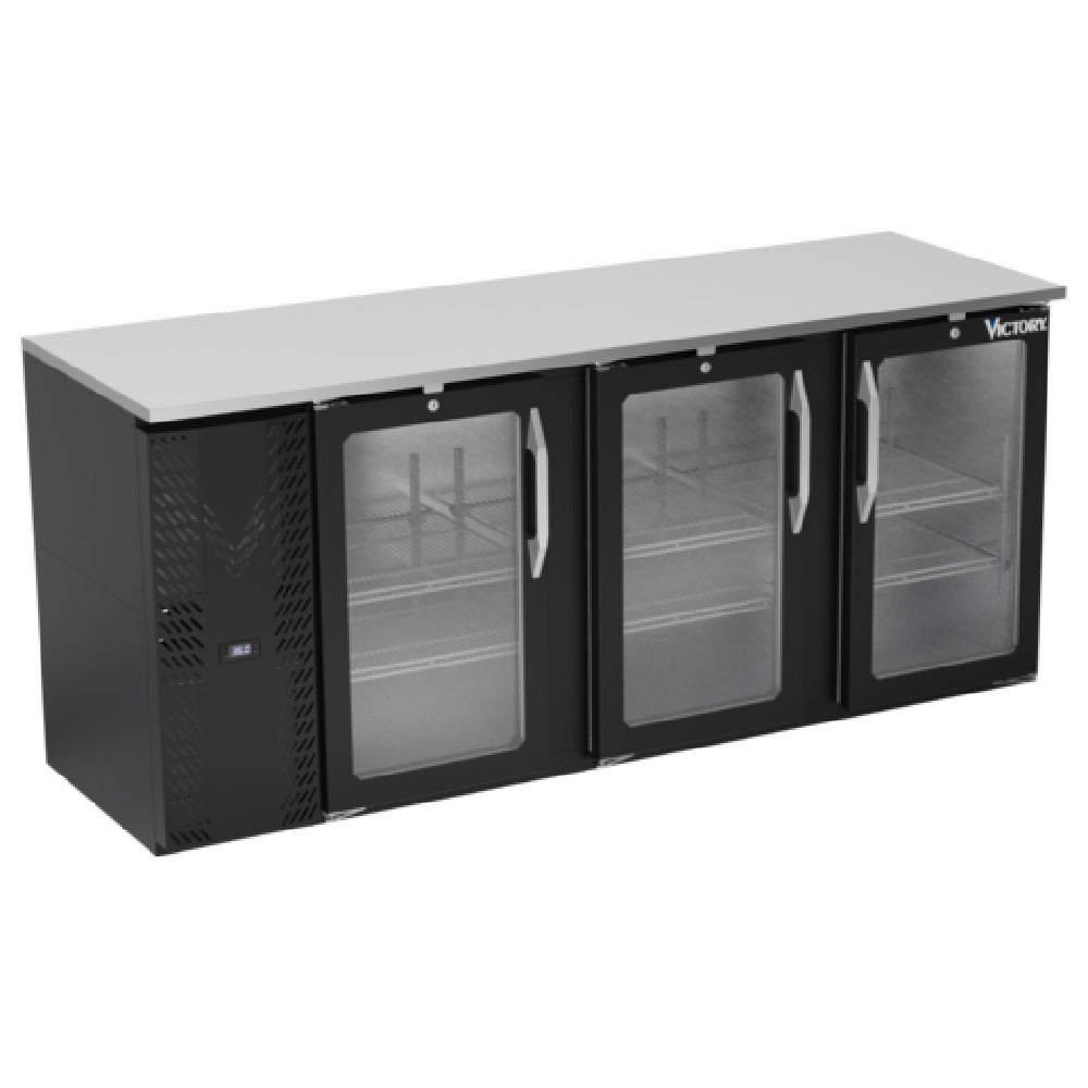 Victory VBBN78HC-G-B - Back Bar Refrigerator, Three-section, 78"W X 25-11/16"D X 34"H