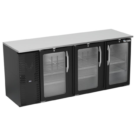 Victory VBBN78HC-G-B - Back Bar Refrigerator, Three-section, 78"W X 25-11/16"D X 34"H