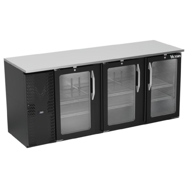 Victory VBBN78HC-G-B - Back Bar Refrigerator, Three-section, 78"W X 25-11/16"D X 34"H