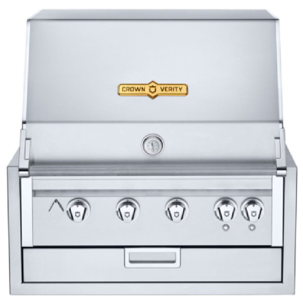 Crown Verity IBI30-LT Infinite Series 30" Built-In Outdoor Charbroiler Grill (4) 14750 BTUH Stainless Steel Burners