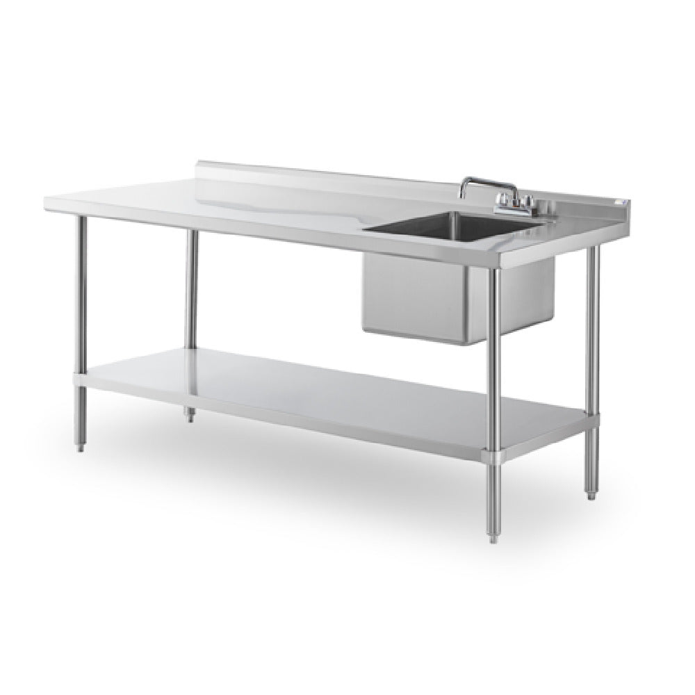 Steel Works Stainless SWSTM-3048WS-R-316 Sink Table 30" X 48" X 35-1/2"H With 2" Backsplash And 1/2" Marine Edges At 3 Sides 16ga/304 Stainless Steel