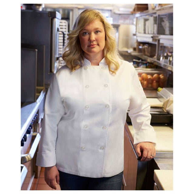 Chef Works BCW004WHTXS Women's Le Mans Chef Coat Double-breasted Long Sleeves