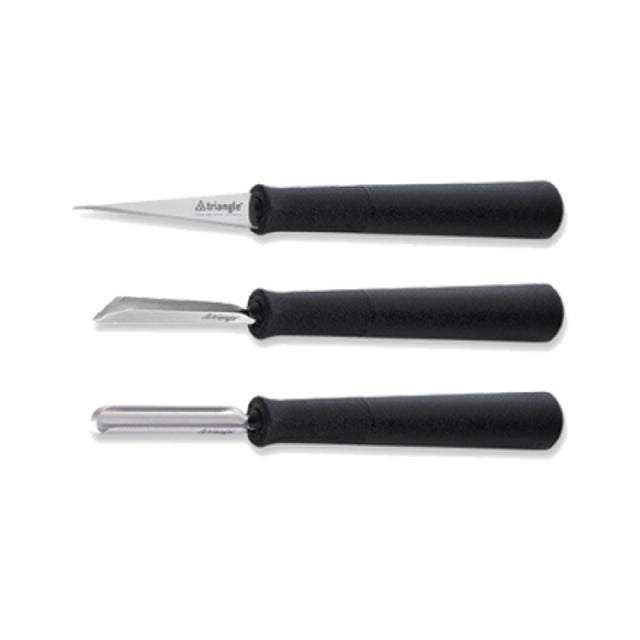 Louis Tellier 908570302 Triangle® Basic Carving Tool Set (3) Pieces Stainless Steel With Polypropylene & Non-slip Santoprene Handle