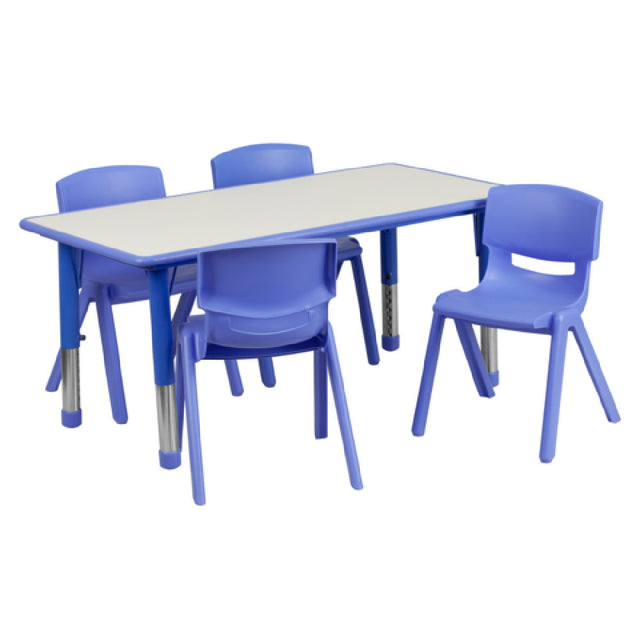 Flash Furniture YU-YCY-060-0034-RECT-TBL-BLUE-GG Preschool Activity Table Set Includes (1) Table: 47-1/4"W X 23-5/8"D X 14-1/2" 23-3/4" Adjustable Height