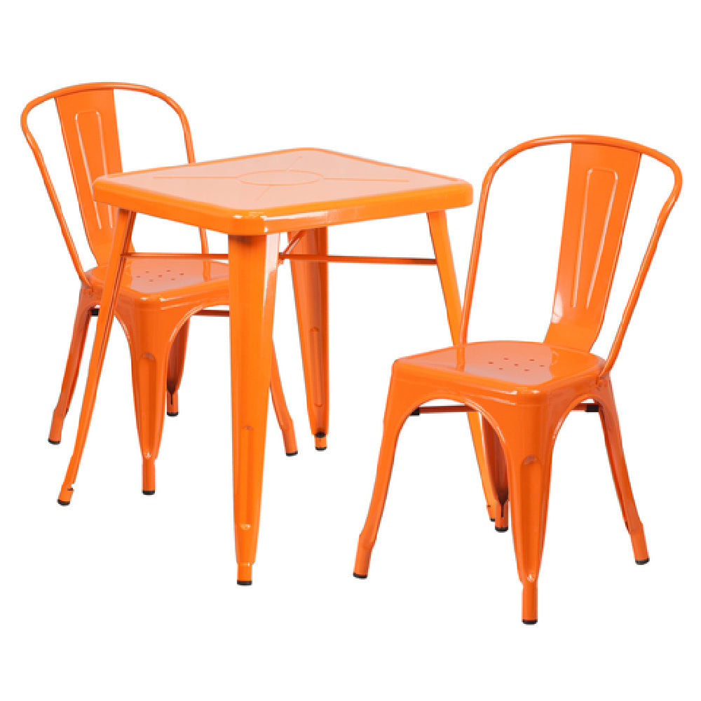 Flash Furniture CH-31330-2-30-OR-GG Table And Chair Set Includes (1) 23-3/4"W X 23-3/4"D X 29"H Table (footprint: 27-3/4"W X 27-3/4"D)