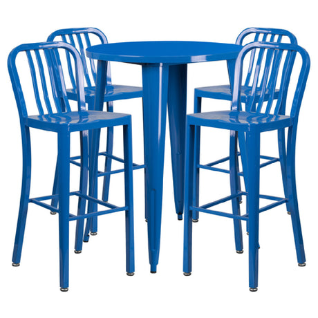 Flash Furniture CH-51090BH-4-30VRT-BL-GG Table And Bar Stool Set Includes (1) 30" Dia. X 41"H Table